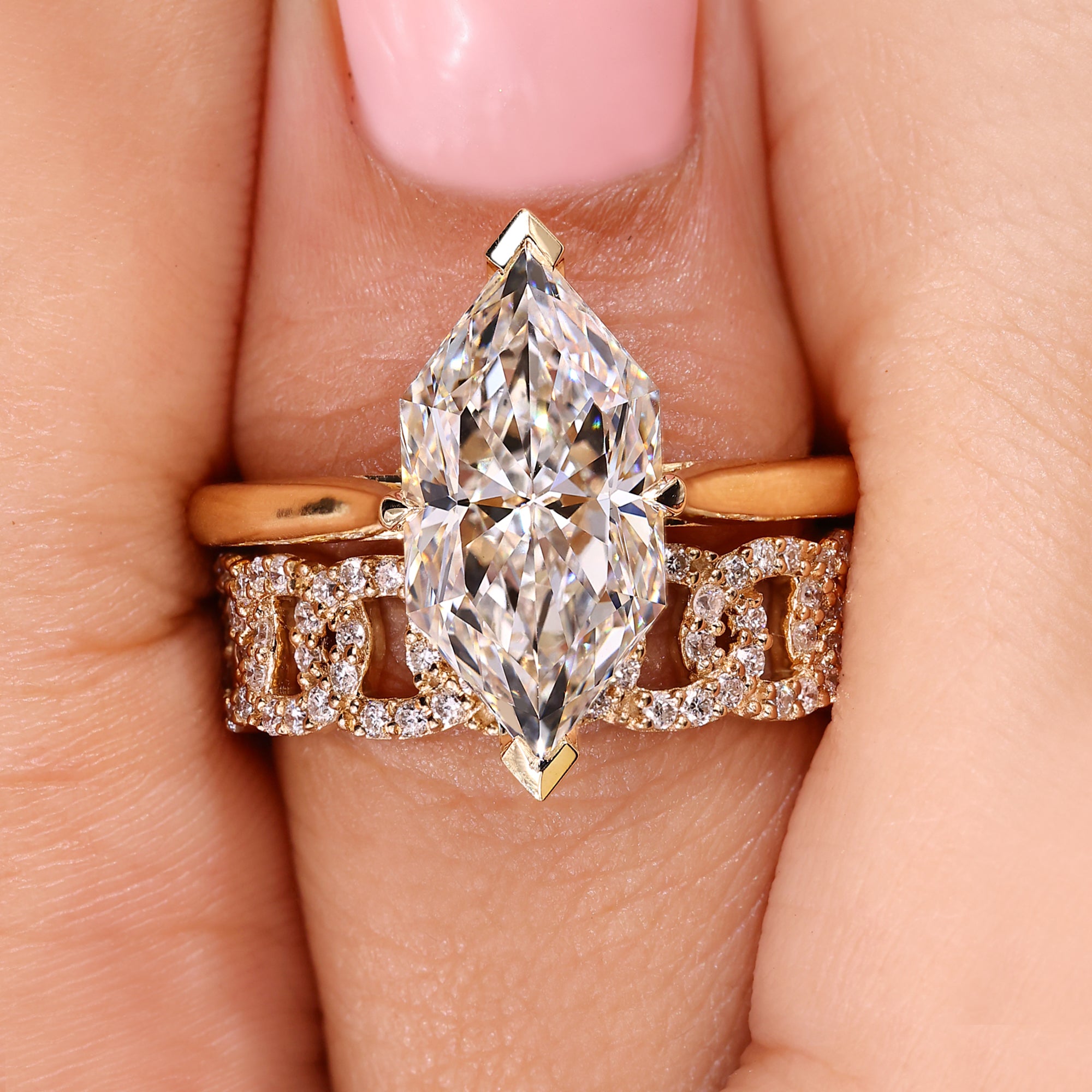 Dutch marquise engagement ring made with IGI certified lab grown diamond.