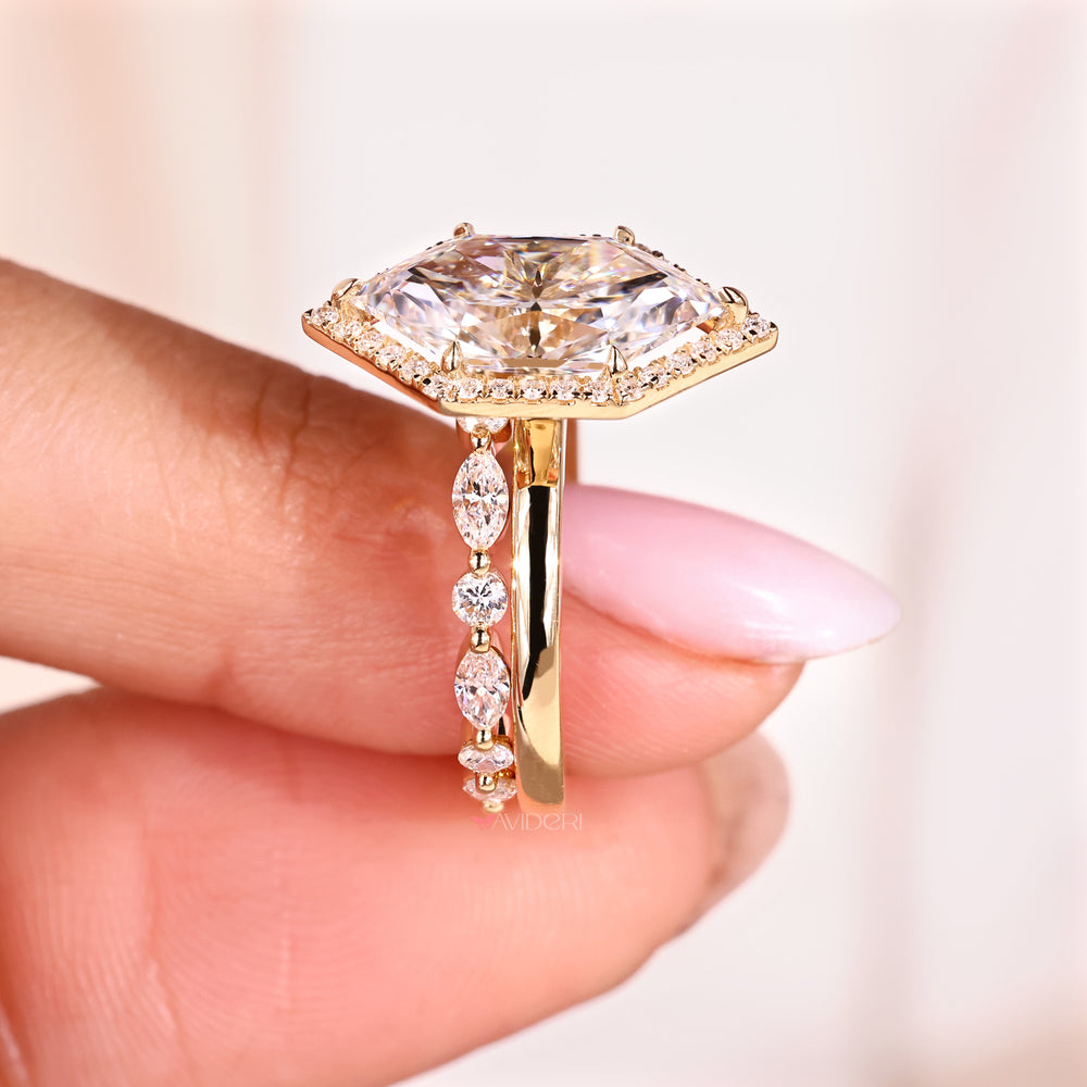 Marquise diamond wedding band design.