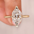 Dutch marquise ring handcrafted with lab grown diamond and yellow gold finish.