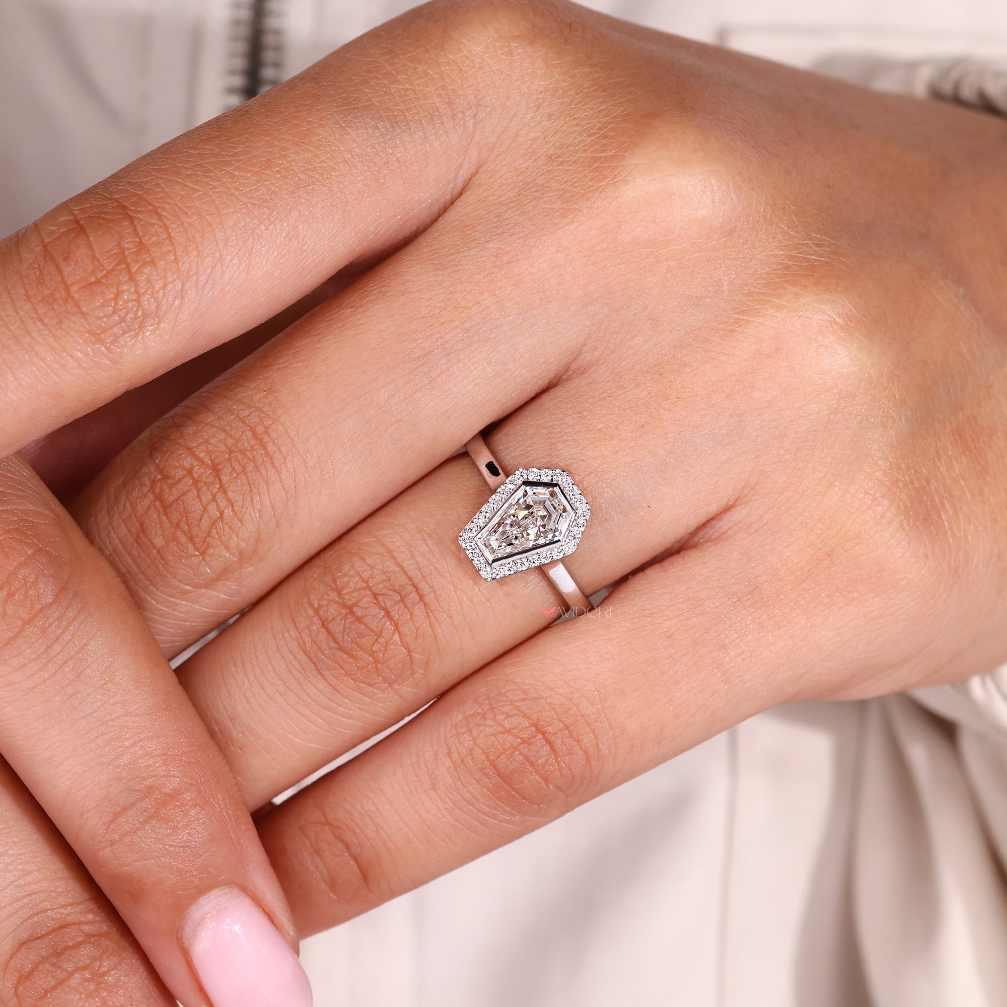 IGI Certified Coffin Cut Diamond Engagement Ring.