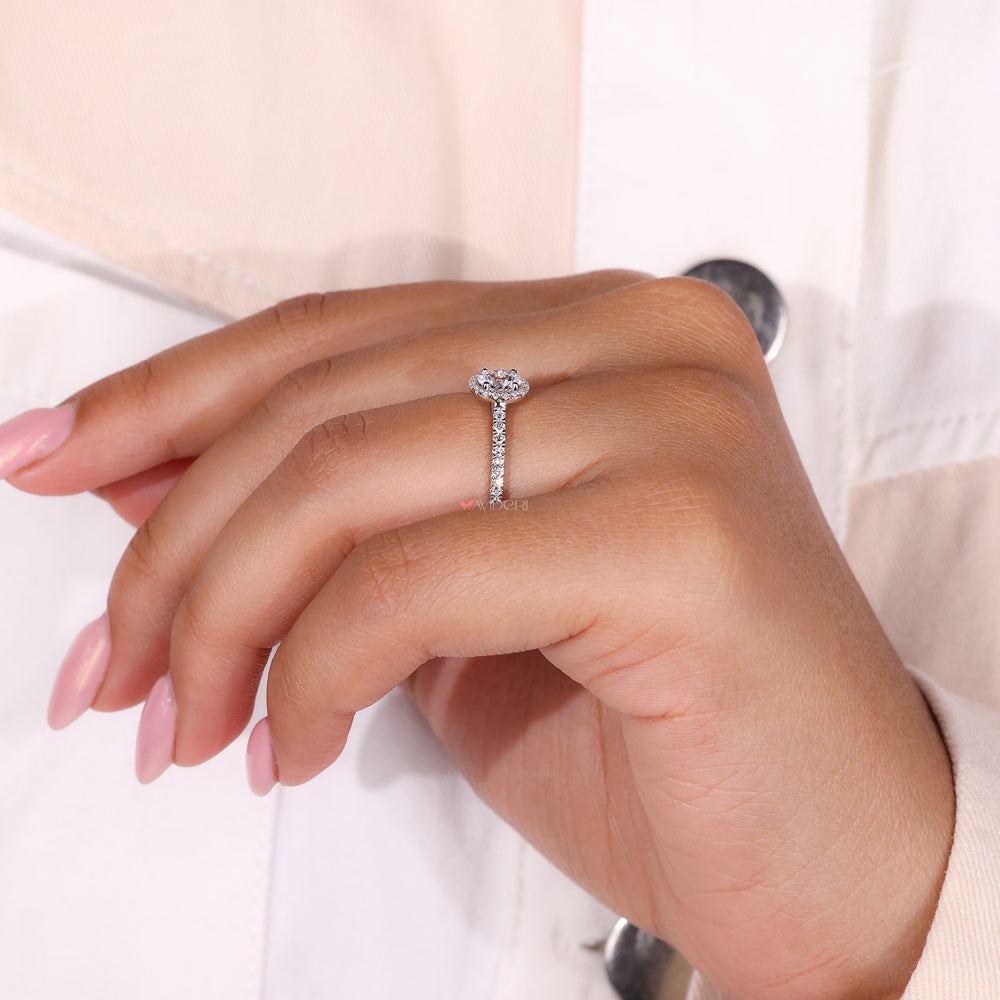 Cathedral setting ring, white gold ring, avideri engagement ring