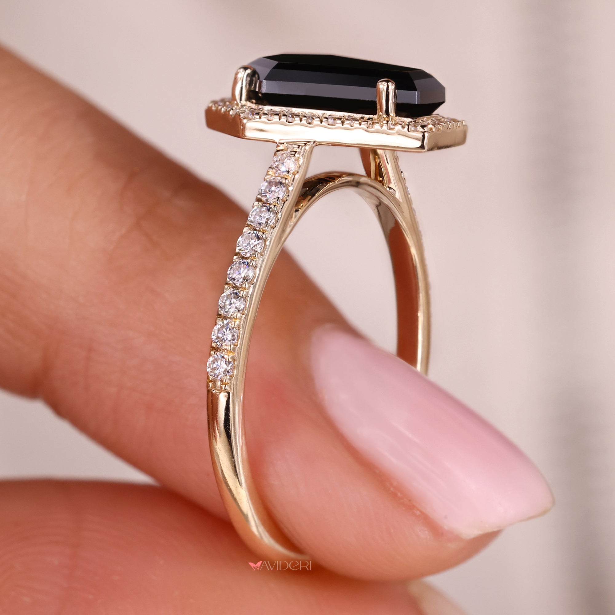 Pave set engagement ring in yellow gold engagement ring.