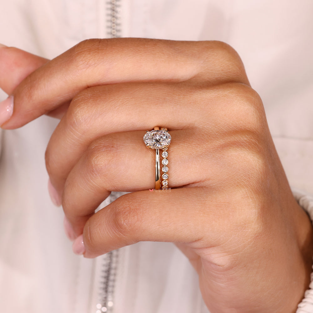 Handmade enhancer band double row pave style.