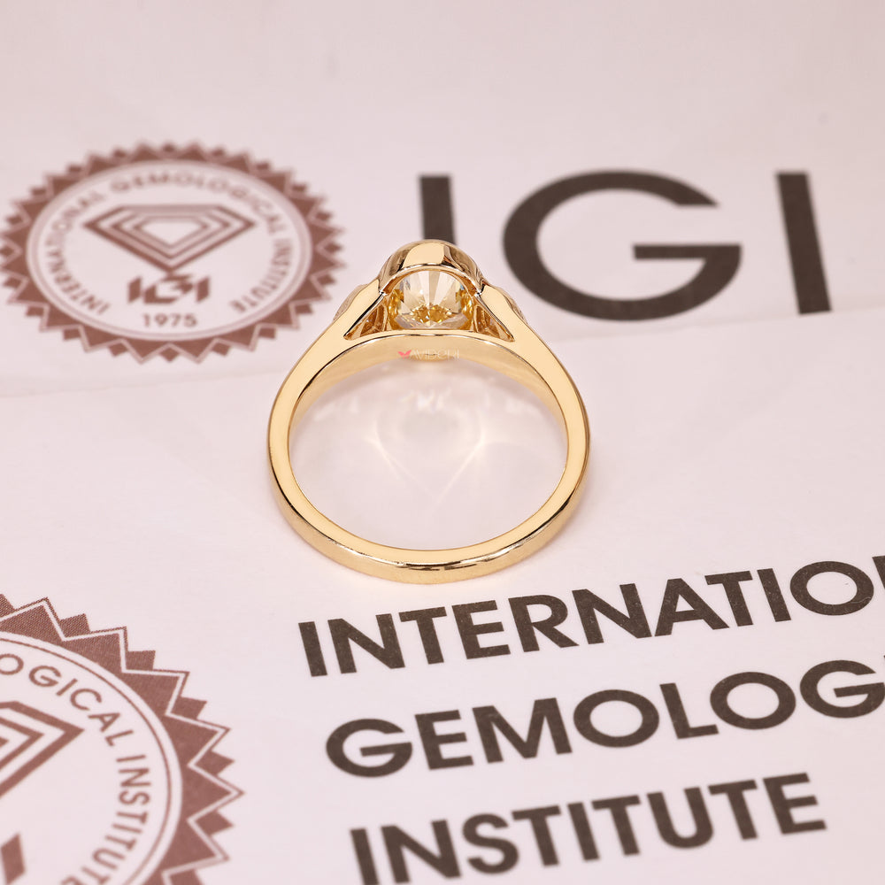 Lab grown oval diamond ring IGI certified.
