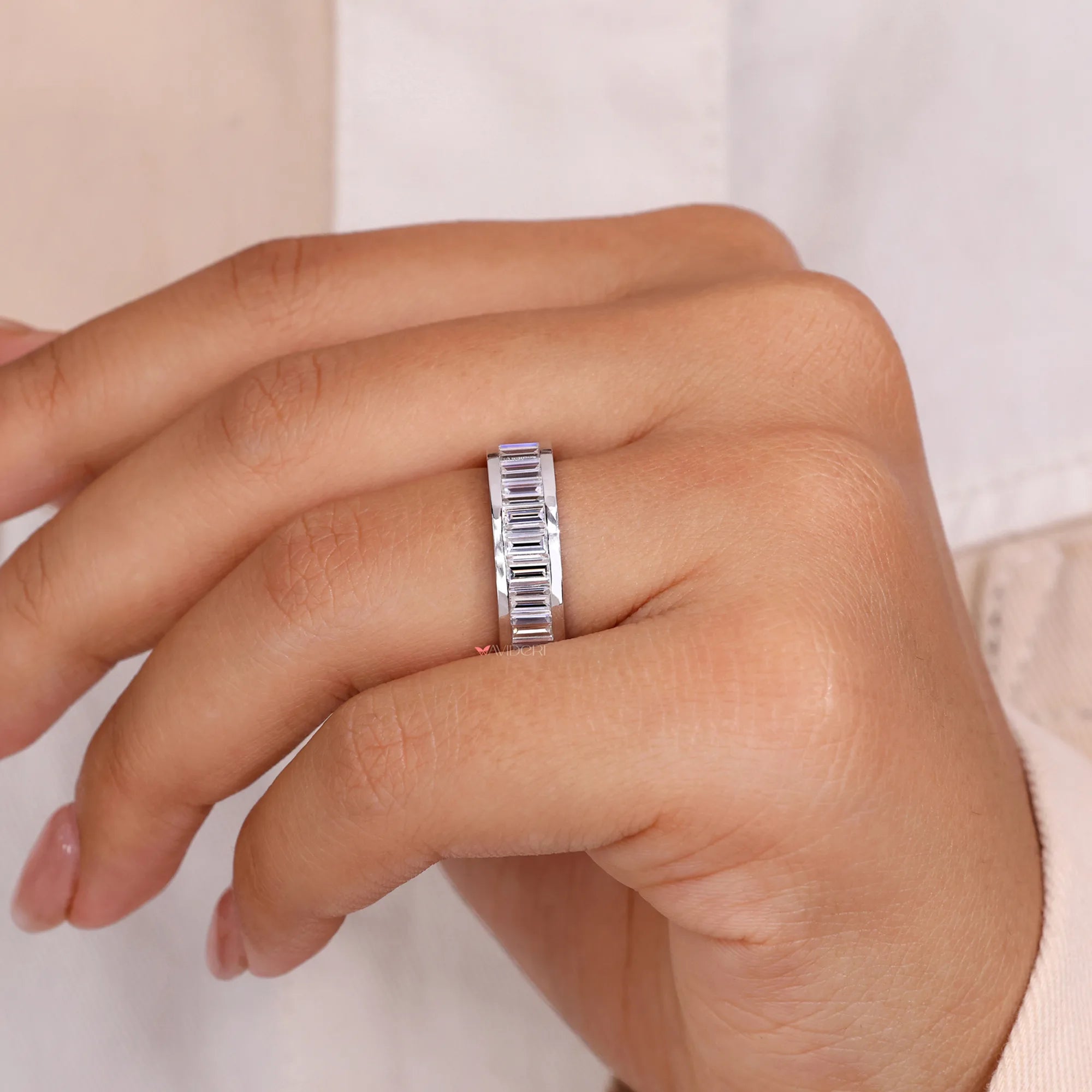 Classic channel set diamond band, perfect for women who love handmade jewelry.