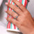 Chevron wedding band features a V-shaped design.