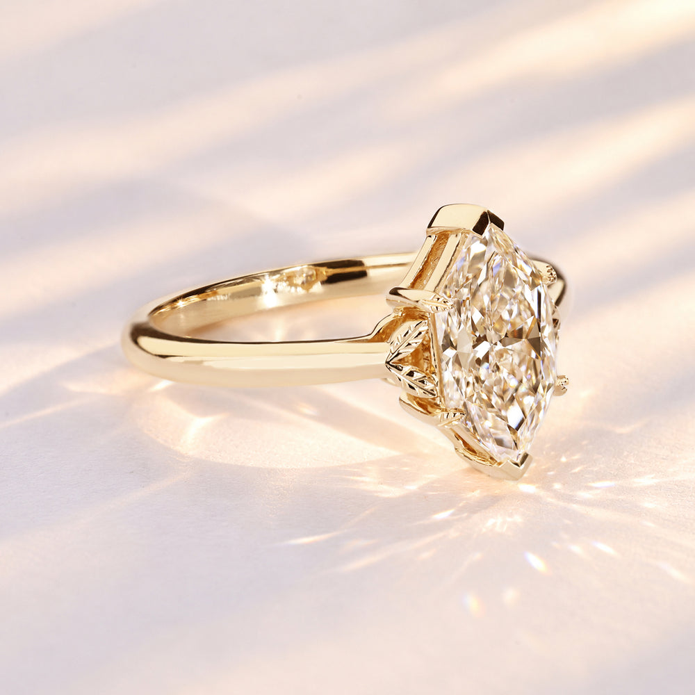 Lab grown Dutch marquise diamond engagement ring.
