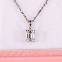 Emerald Solitaire Pendant With White Gold Metal Tone