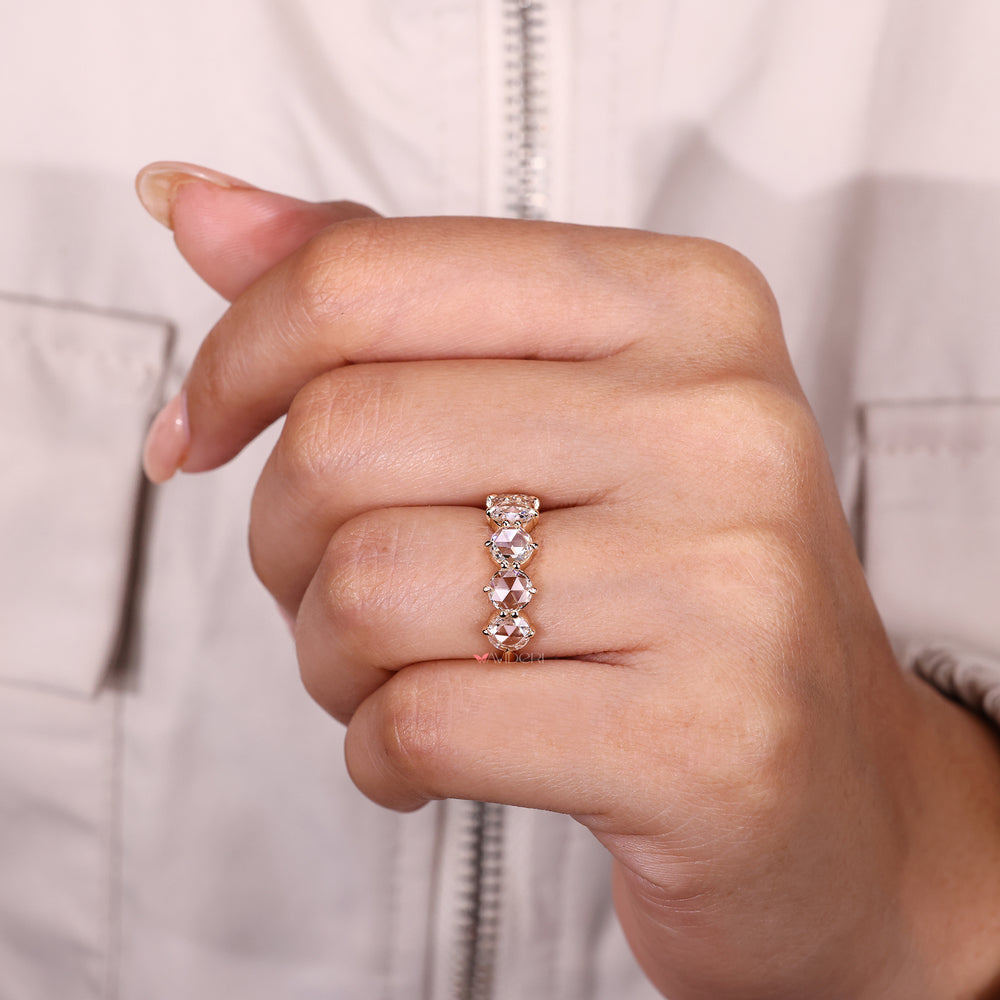 Elegant rose cut diamond five stone band.
