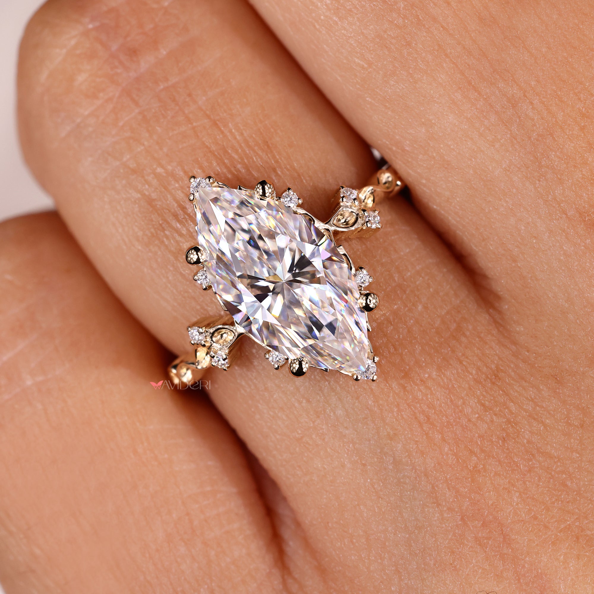 Custom engagement ring made with moissanite engagement ring.