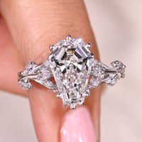 Nature Inspired Coffin Cut Diamond Engagement Ring