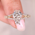 Coffin Cut Engagement Ring with Round Cut Pave.