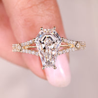 Coffin Cut Split Shank Diamond Ring