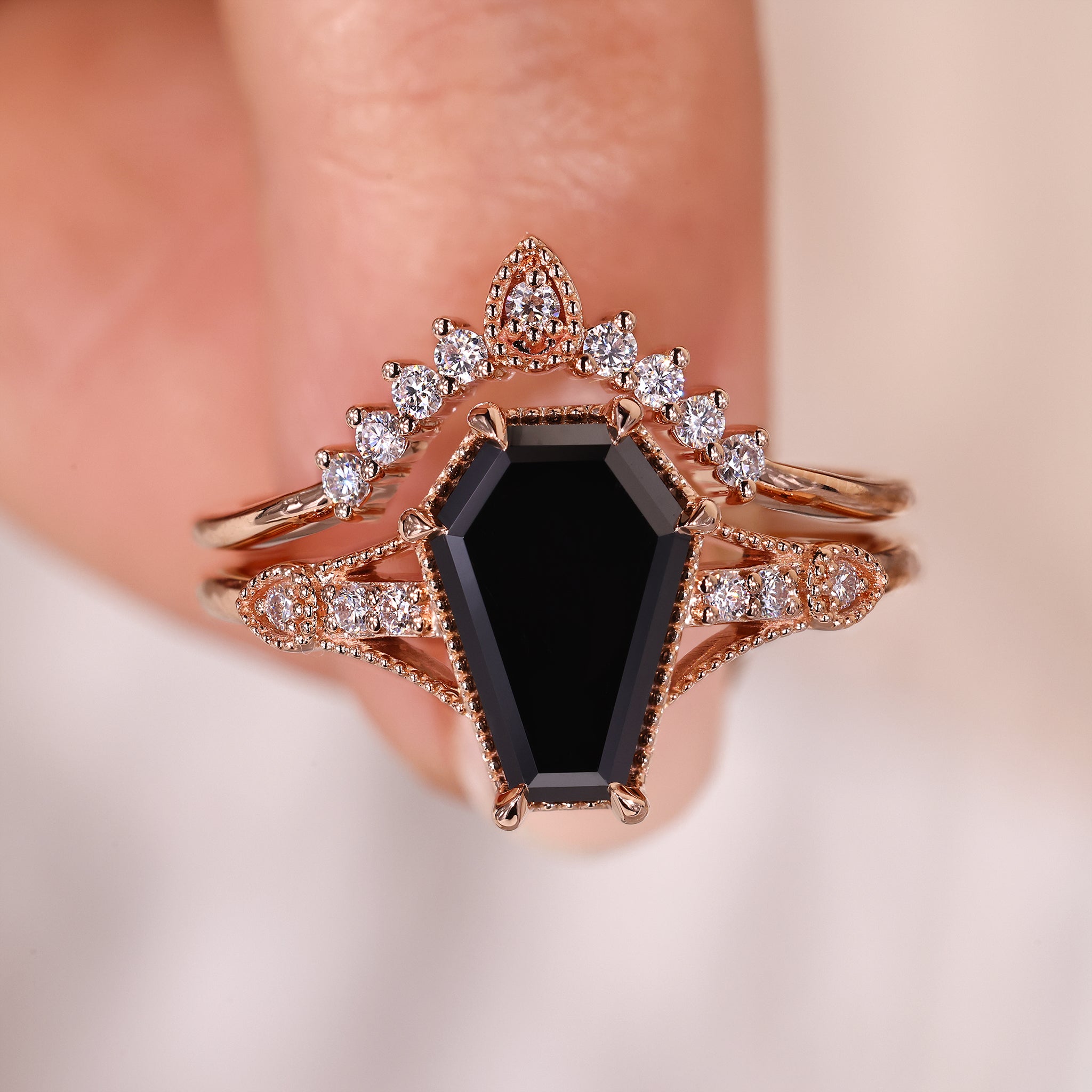 Custom Moissanite Bridal Set with handmade bridal set.