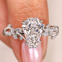 Nature Inspired Coffin Cut Engagement Ring