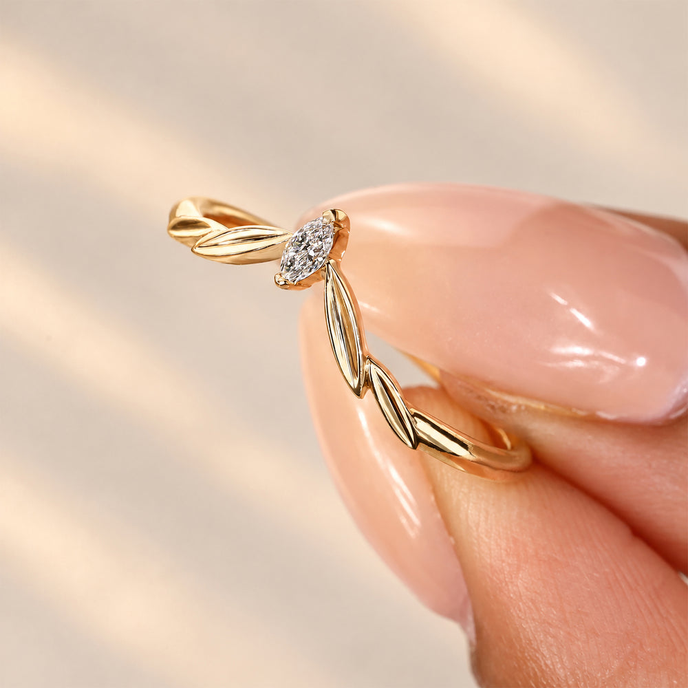 Curved lab grown diamond wedding band by Avideri.
