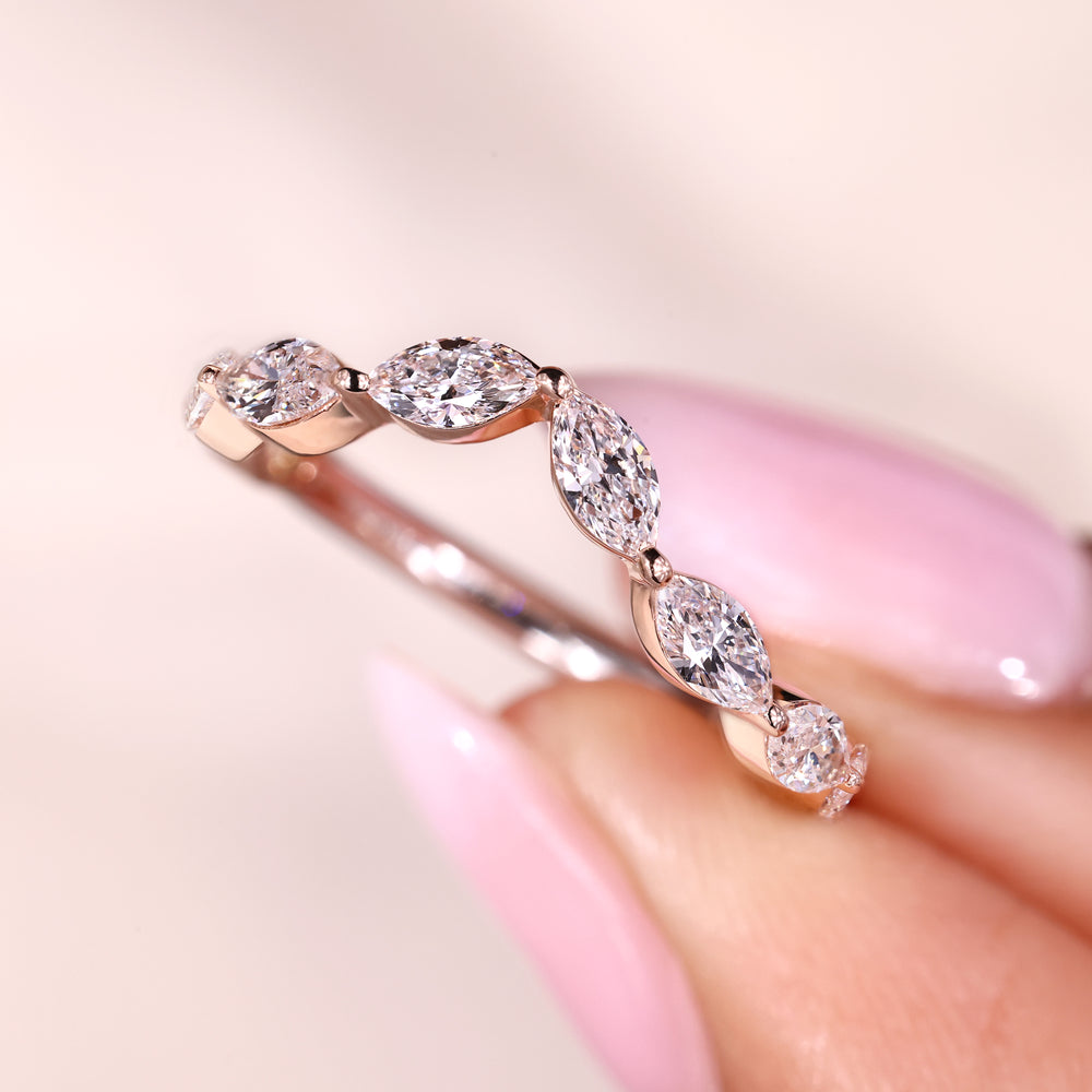 Diamond wedding band in two tone gold.
