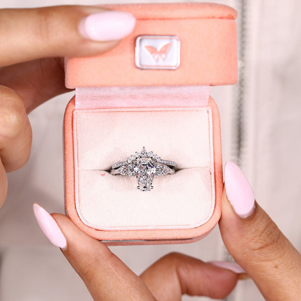 Handmade engagement ring set with tapered shank and basket
