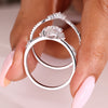 IGI certified diamond ring set with milgrain detail accents
