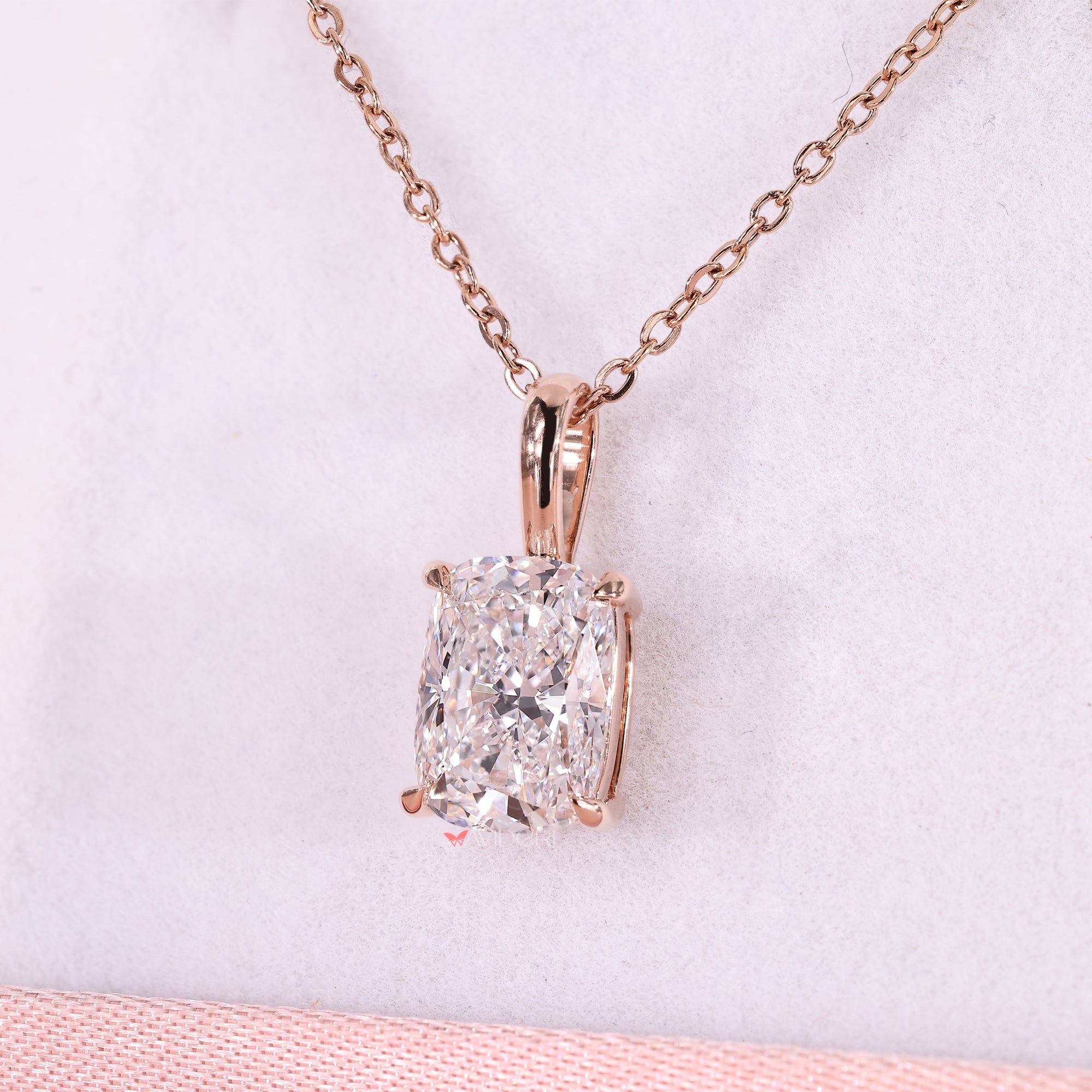 Solitaire pendant in cushion cut style for everyday wear.