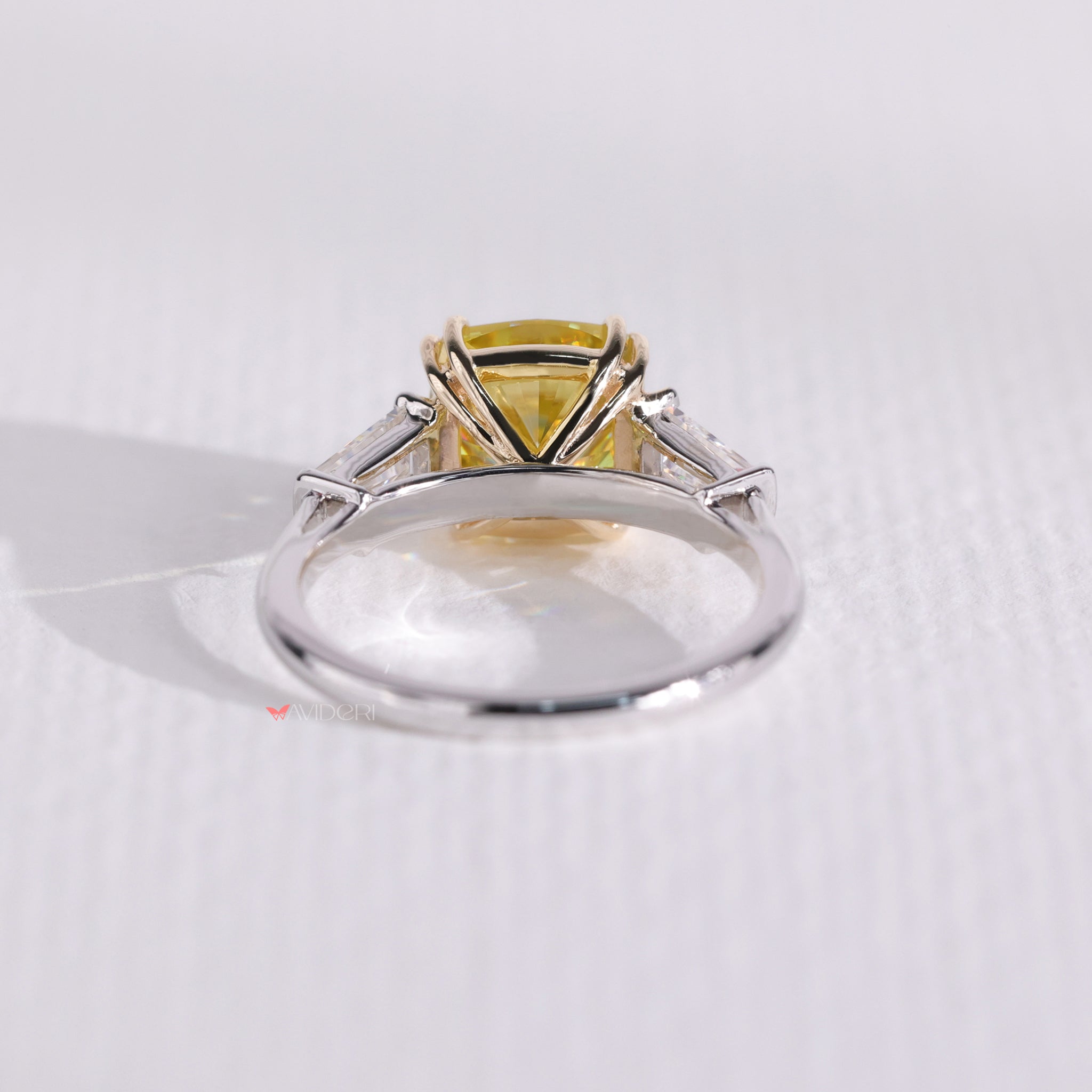 White Gold ring engagement, three stone wedding ring, avideri ring
