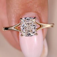 Cushion Cut Diamond Ring - Split Shank Style