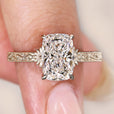 Cushion cut diamond ring with vintage filigree.

