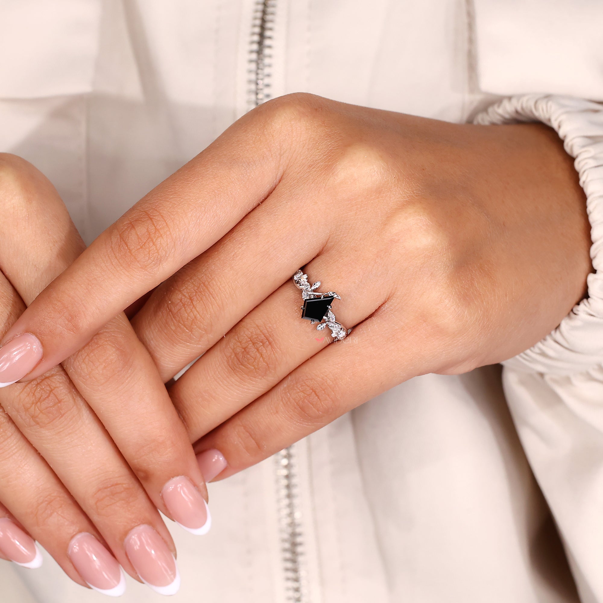 Custom engagement ring with moissanite engagement ring.