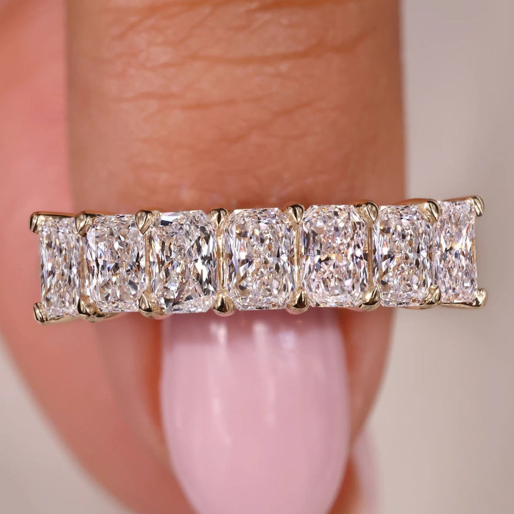 Radiant cut wedding band with 7 stone wedding band.