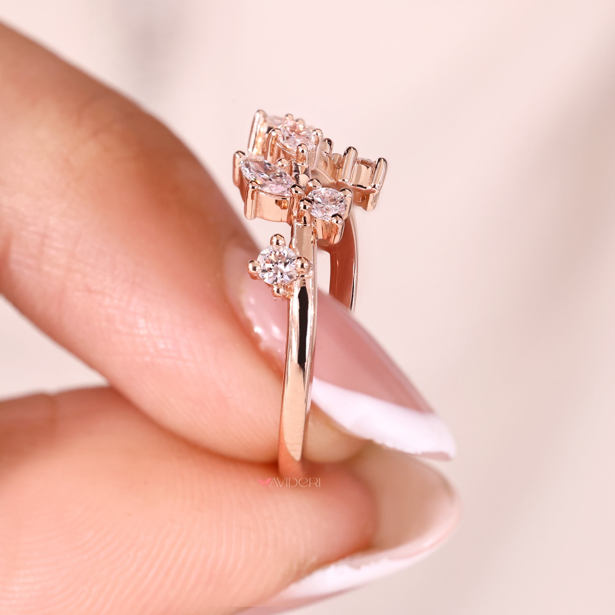 Nature Inspired Wedding Band in rose gold.