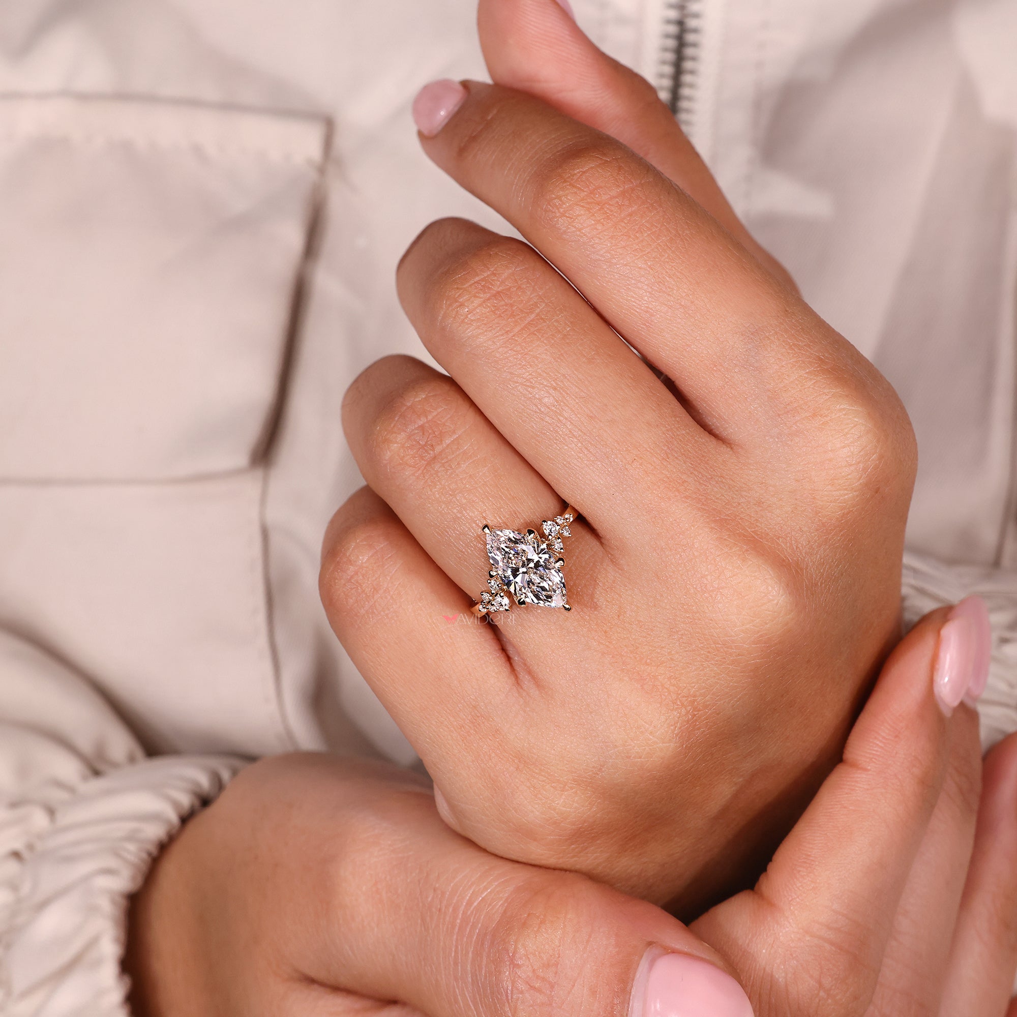 Cluster setting ring designed with bright round diamonds.