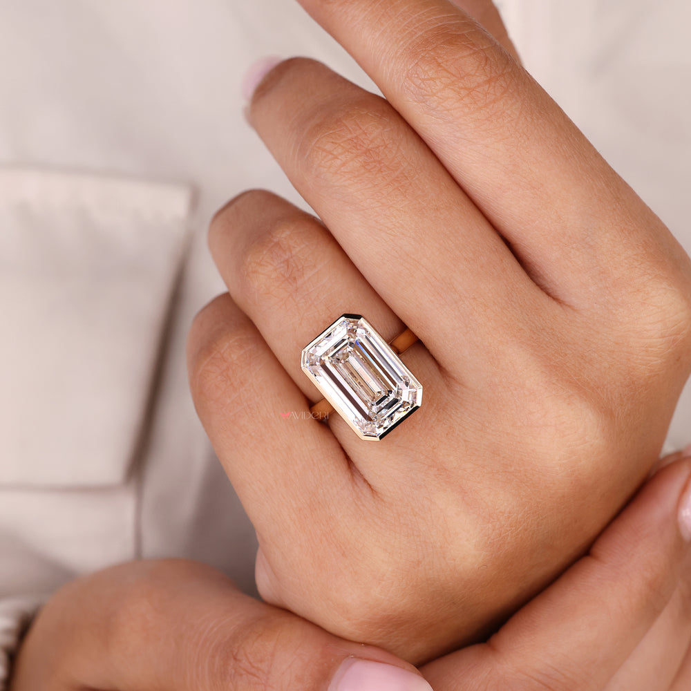 Lab Grown Emerald Cut Diamond Solitaire Ring.