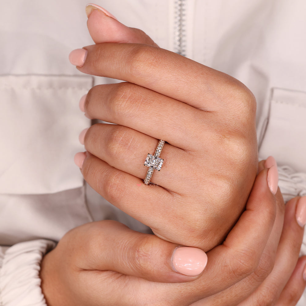 Custom engagement ring with lab grown diamond.