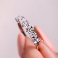 Emerald Cut Five Stone Diamond Band In White Gold