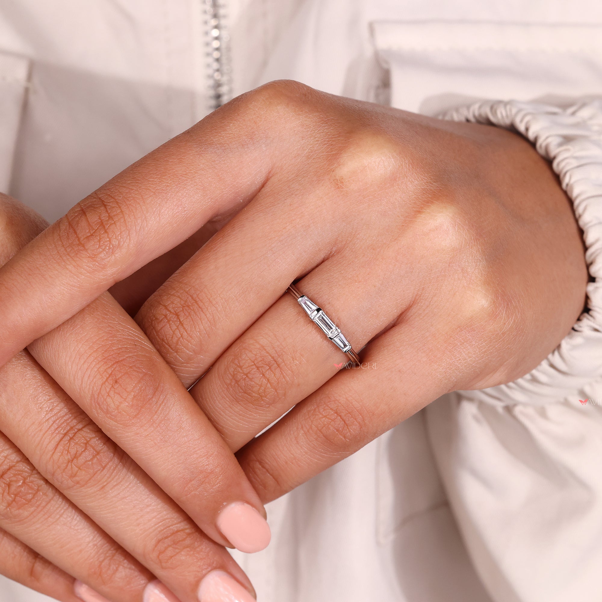 3 stone wedding band with diamond wedding band.
