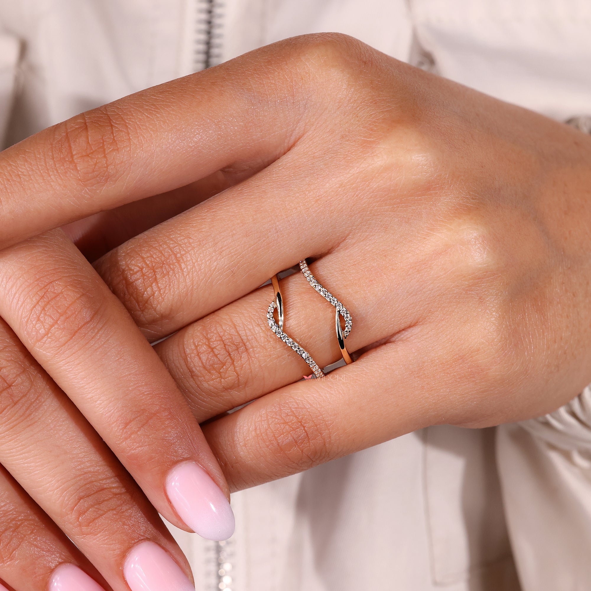 Handmade band with lab grown diamonds.