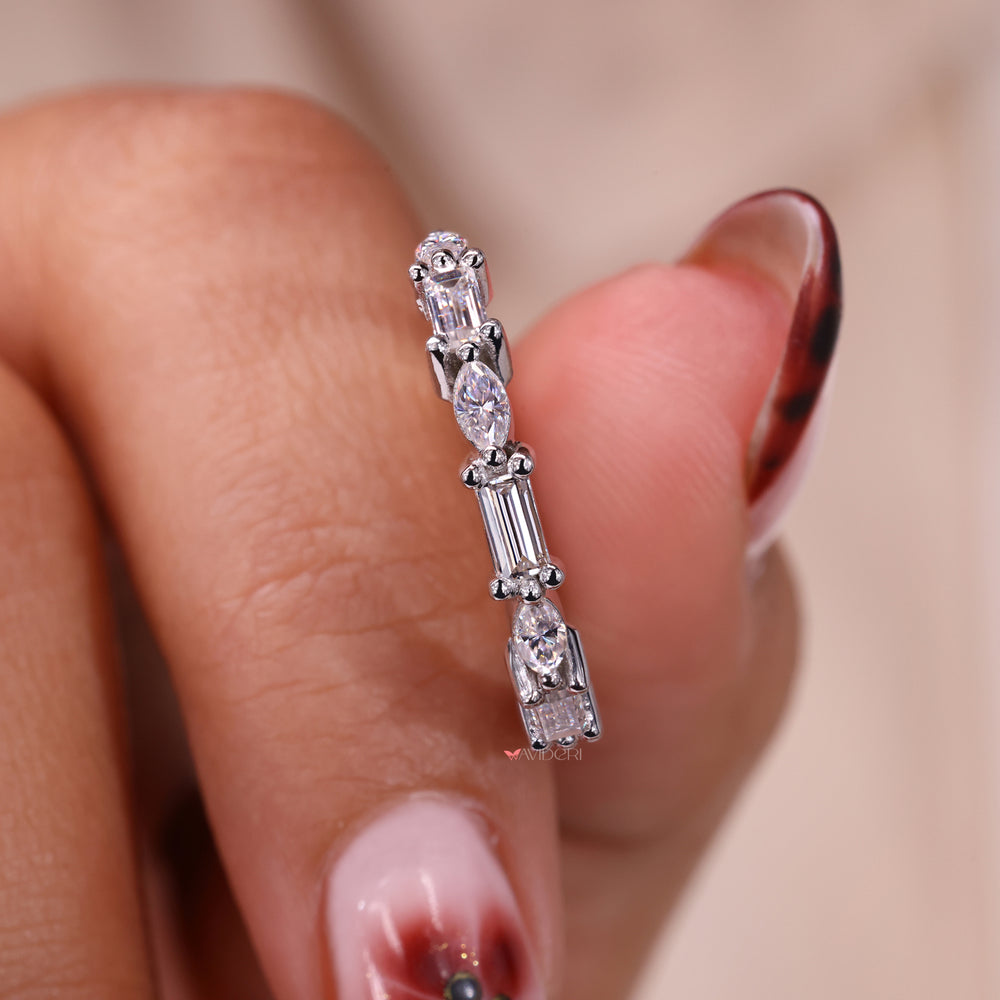 Half eternity diamond wedding band.
