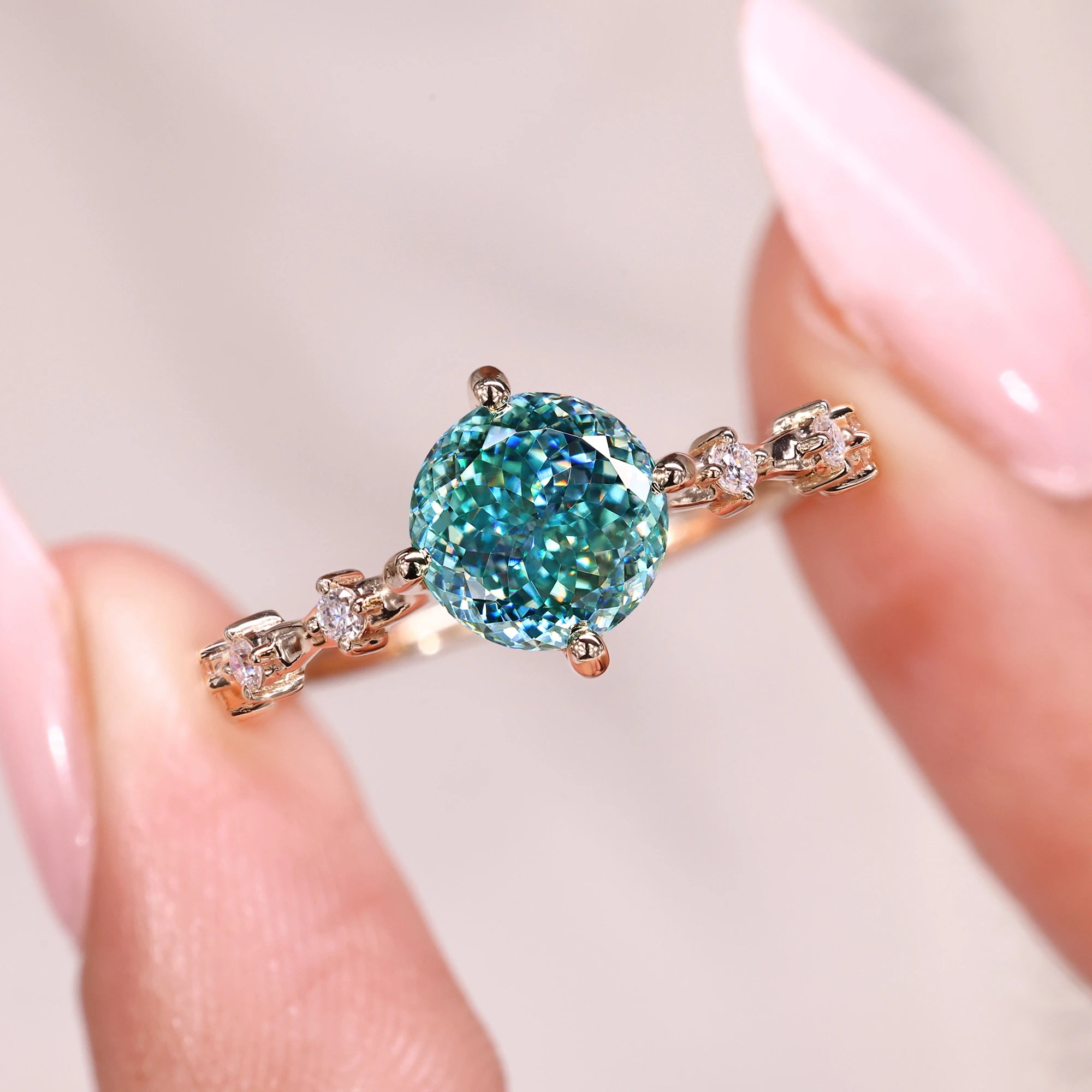 portuguese cut moissanite ring pave band engagement ring distance pave band ring.
