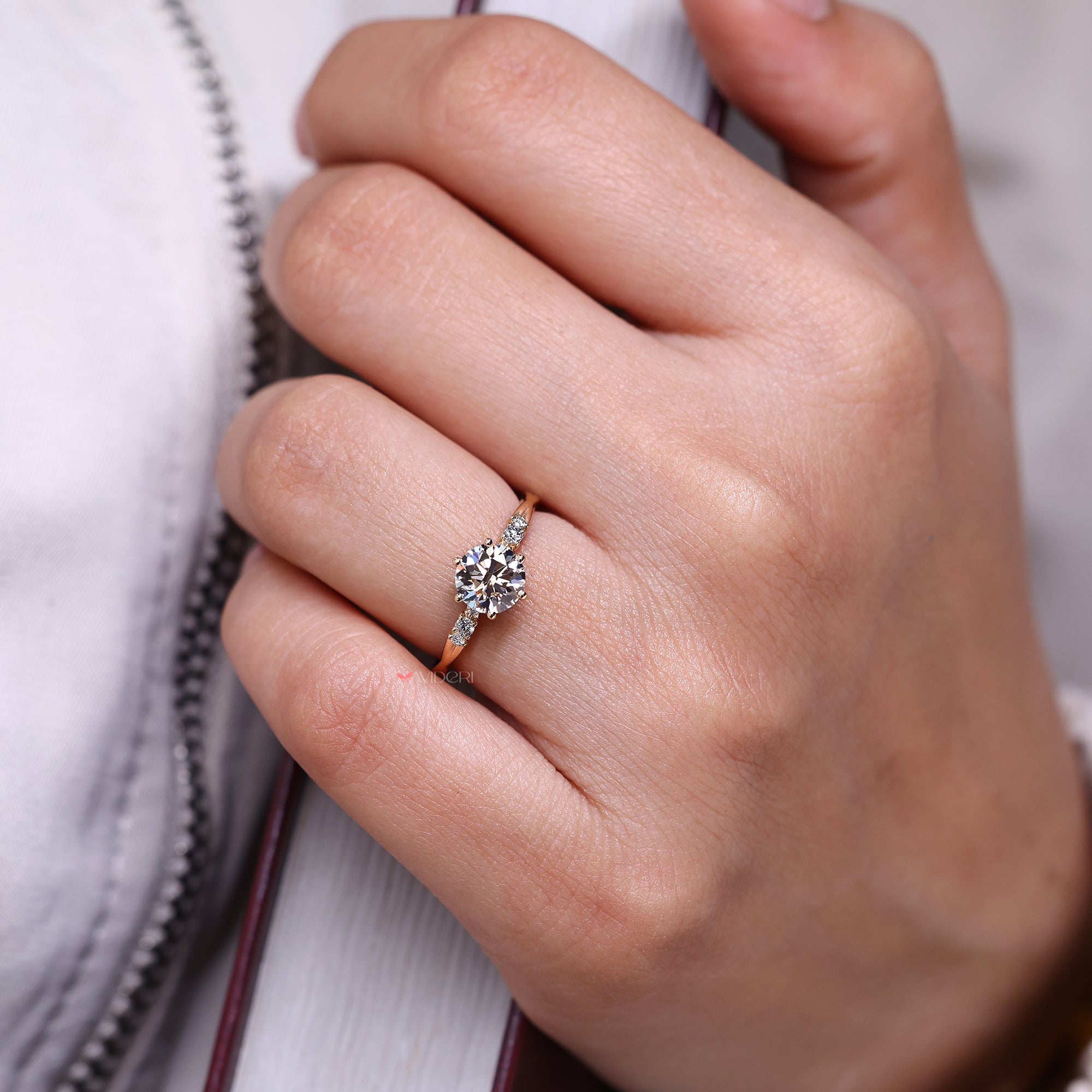 Muse Ring with a six prong ring setting and round diamond engagement ring design, perfect for special occasions.