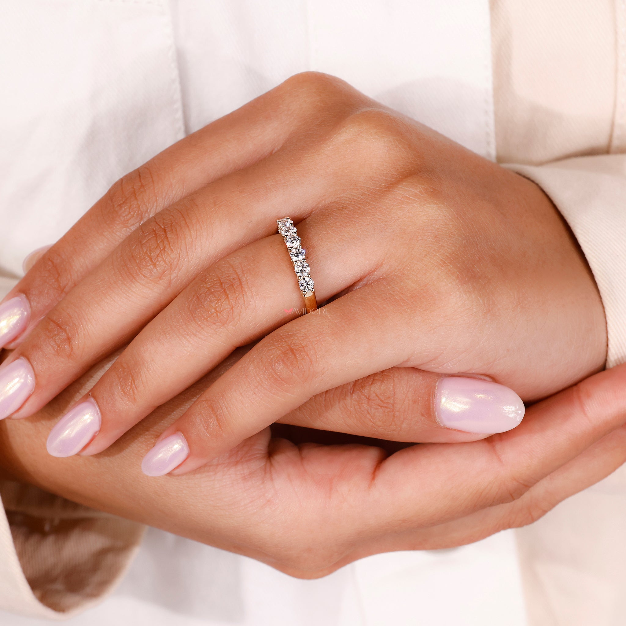 Round Diamond Wedding Band Hidden Micro Pave