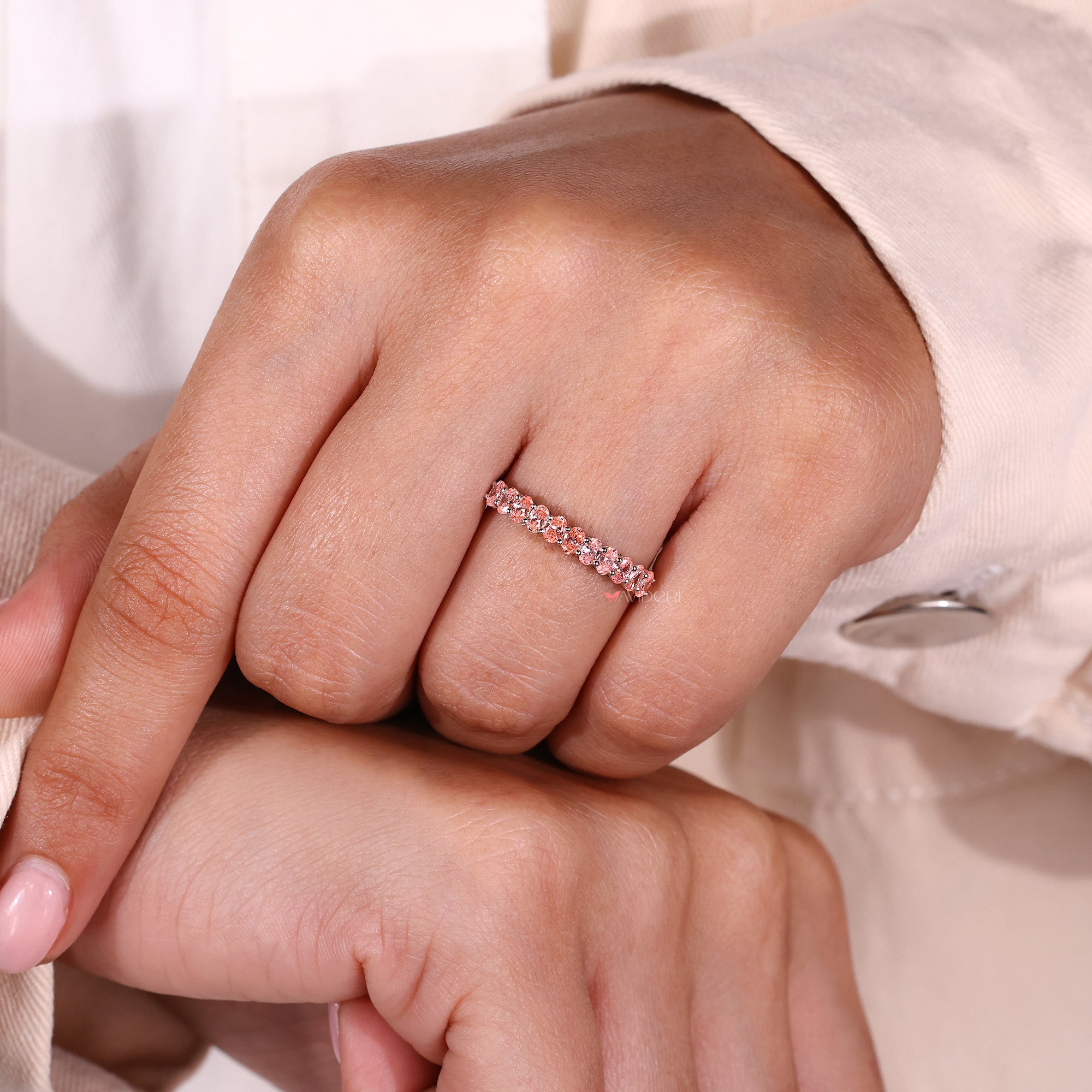 Custom diamond band handcrafted by Avideri jewelry experts.