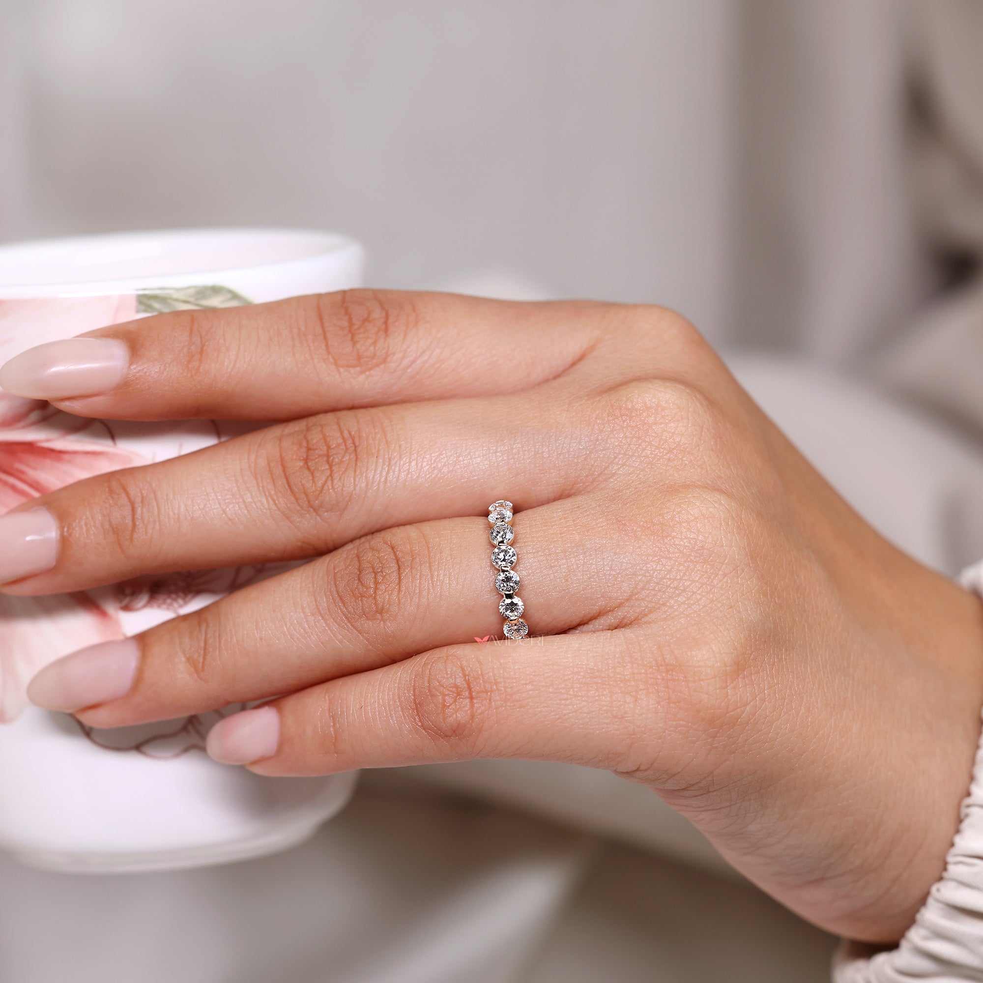 Custom wedding band with lab grown diamond.
