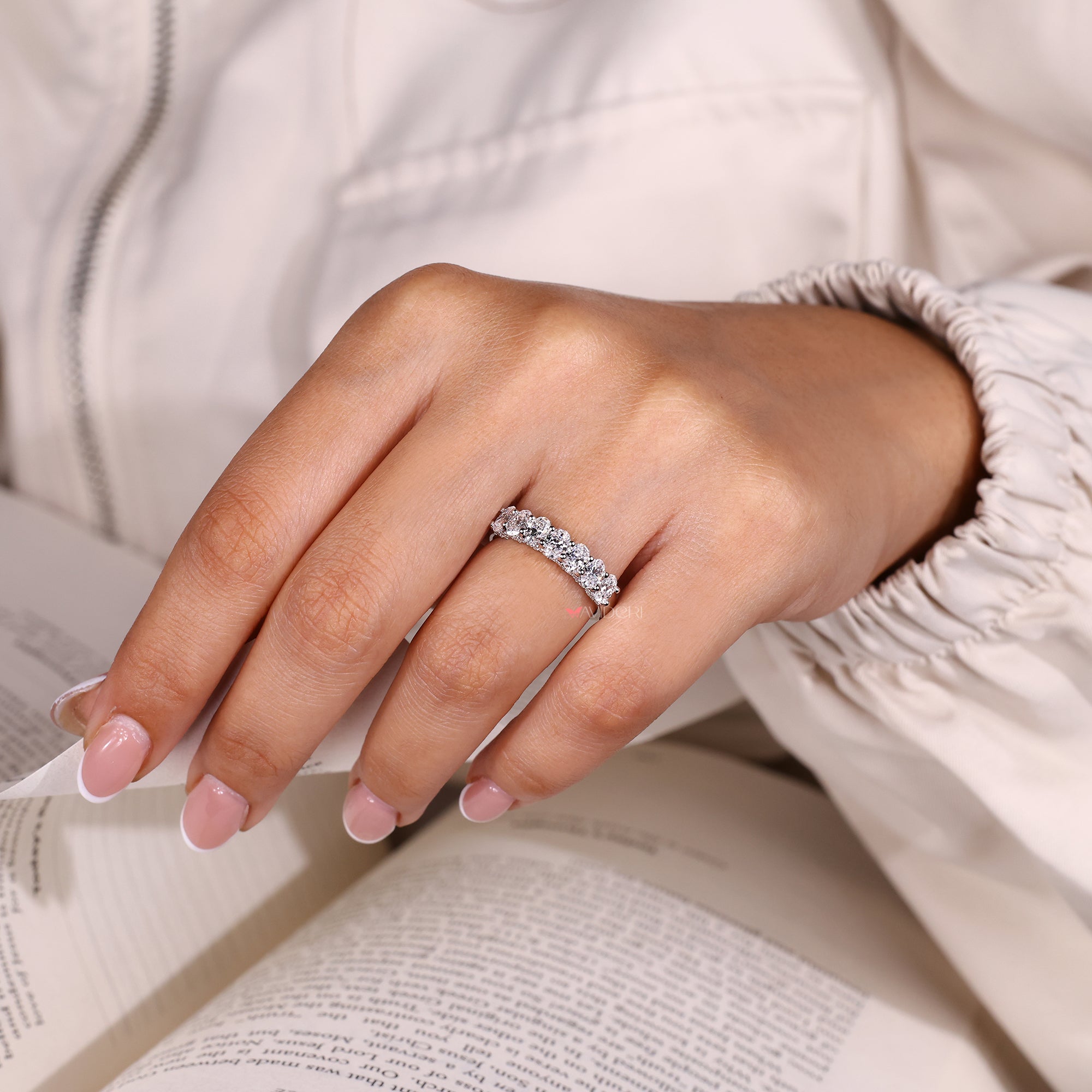 Diamond wedding band in custom wedding band style.