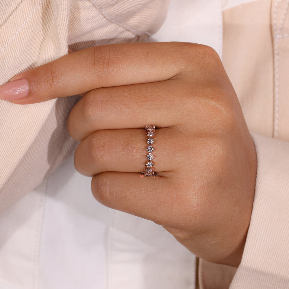 Rose cut wedding band for a distinct, antique-inspired look.
