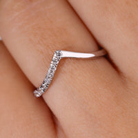 V Shaped Round Curved Wedding Band
