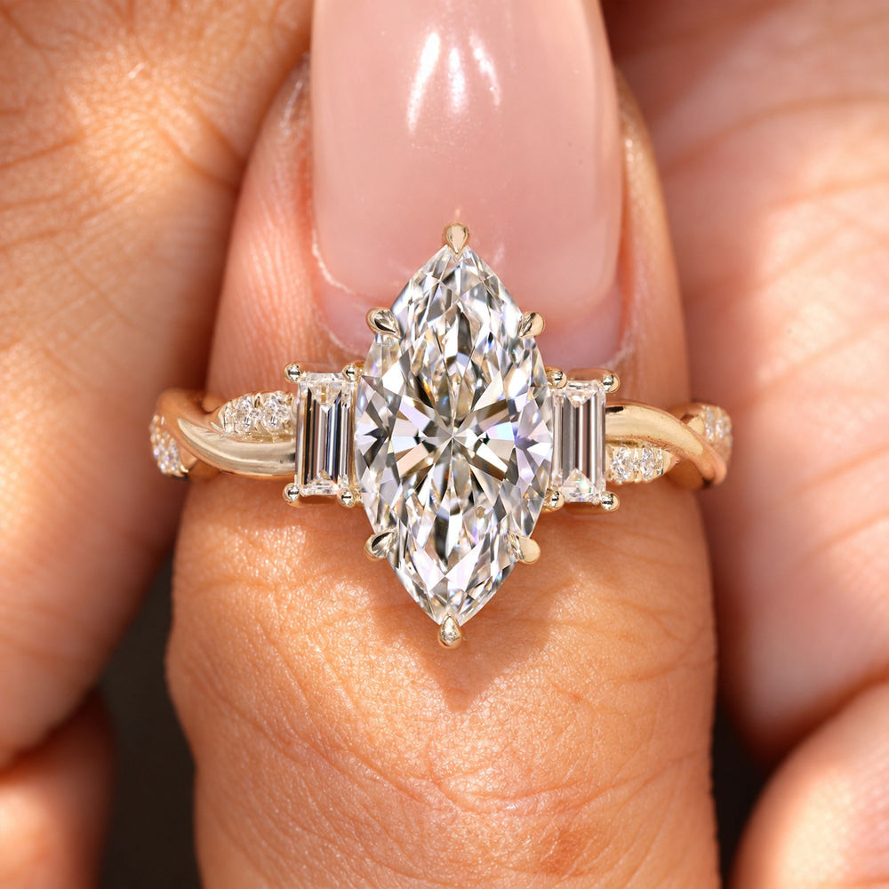 IGI certified marquise diamond engagement ring.
