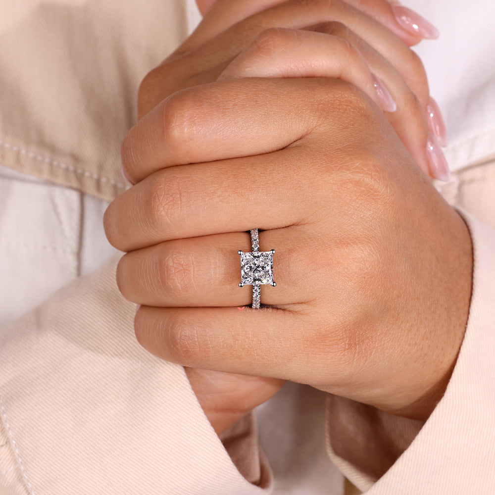 Classic round cut engagement ring with sparkling diamonds
