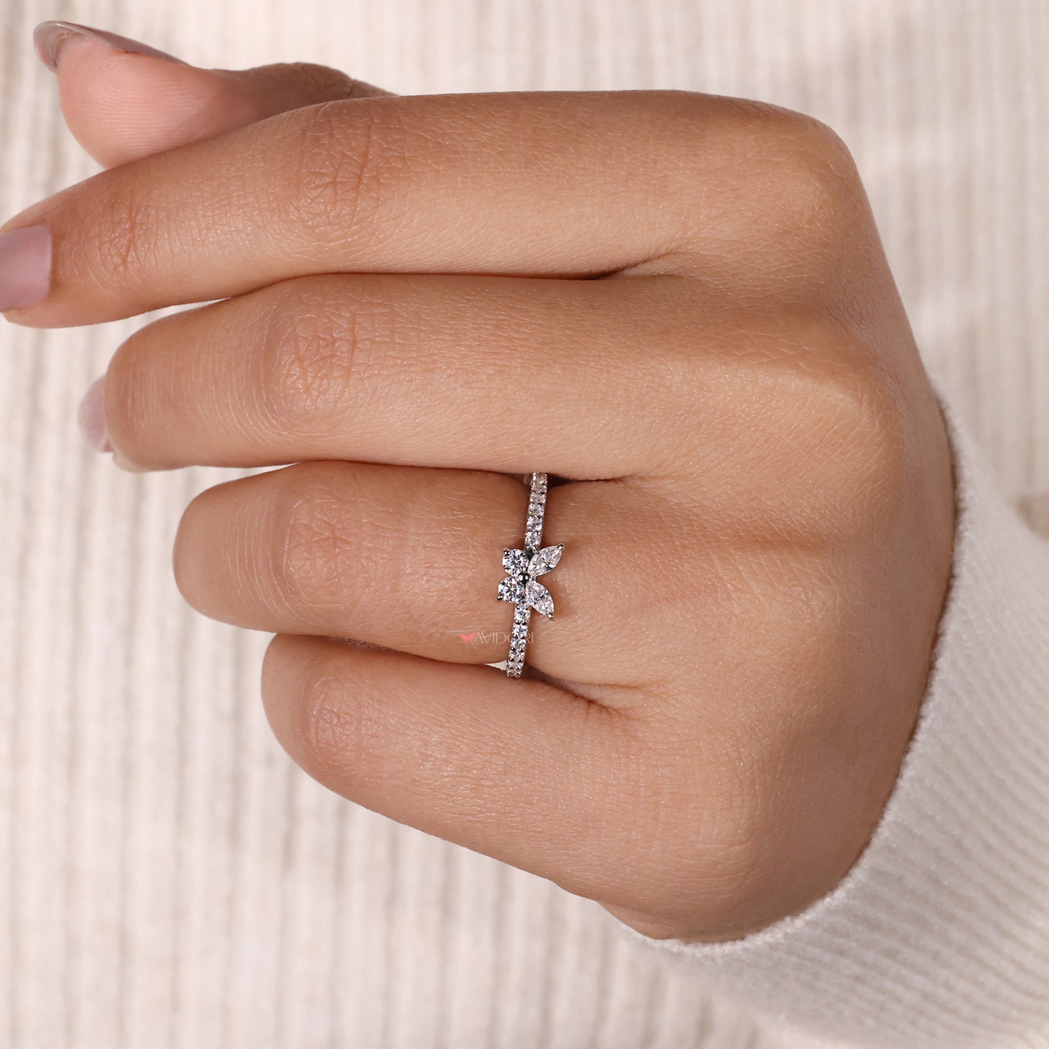 round cut diamond ring butterfly ring handmade jewelry
