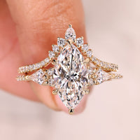 Muse Setting Marquise Diamond Engagement Ring With Wedding Band