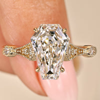Coffin Cut Engagement Ring With Side Stone Style